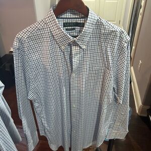 Ralph Lauren Men's White and Blue Plaid Shirt